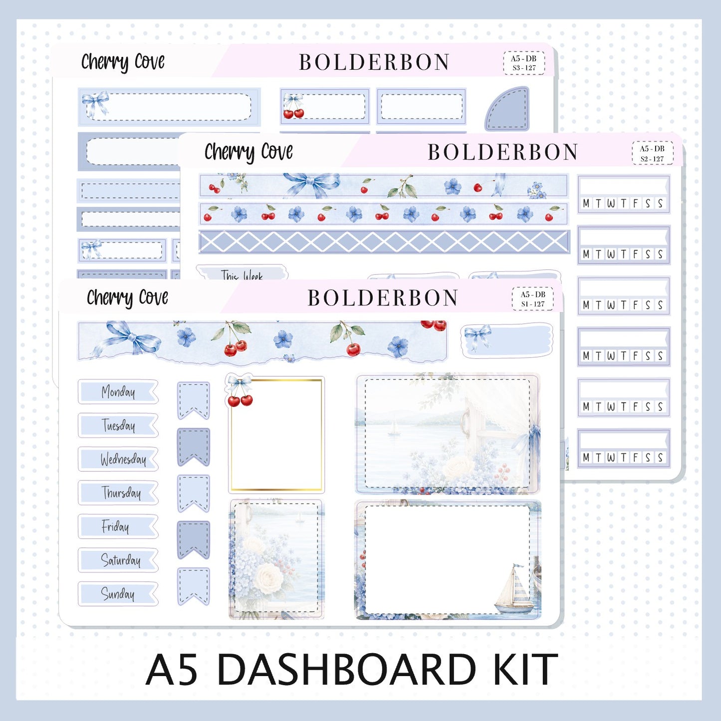 Cherry Cove • A5 Weekly Dashboard Kit