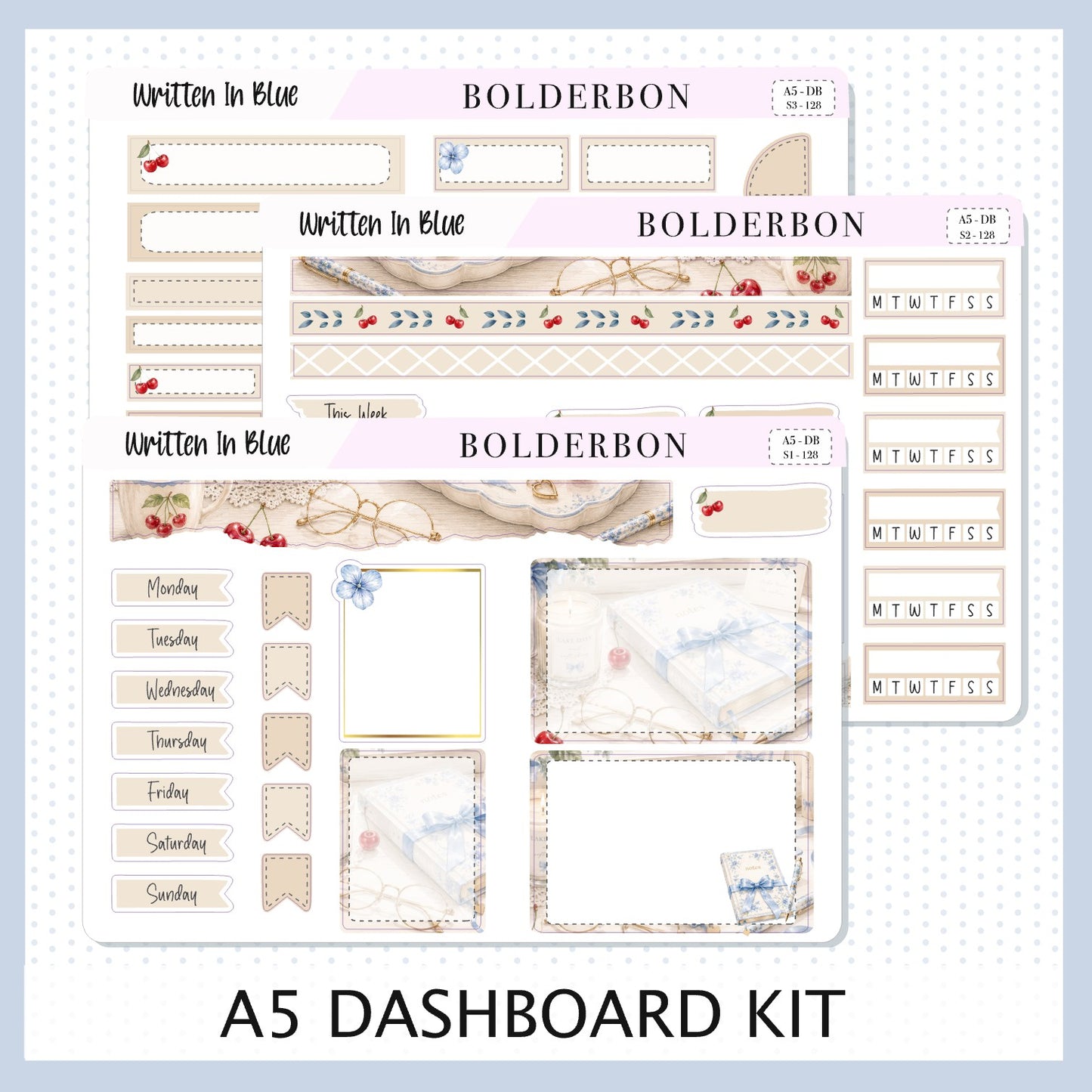 Written In Blue • A5 Weekly Dashboard Kit