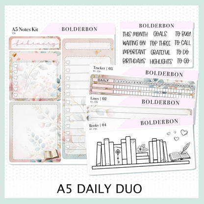 FEBRUARY A5 Notes Kit || Timeless Tales, Planner Sticker Kit for Erin Condren Planners