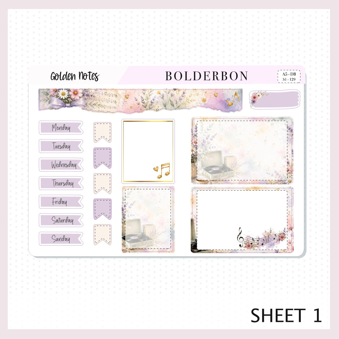 Golden Notes • A5 Weekly Dashboard Kit