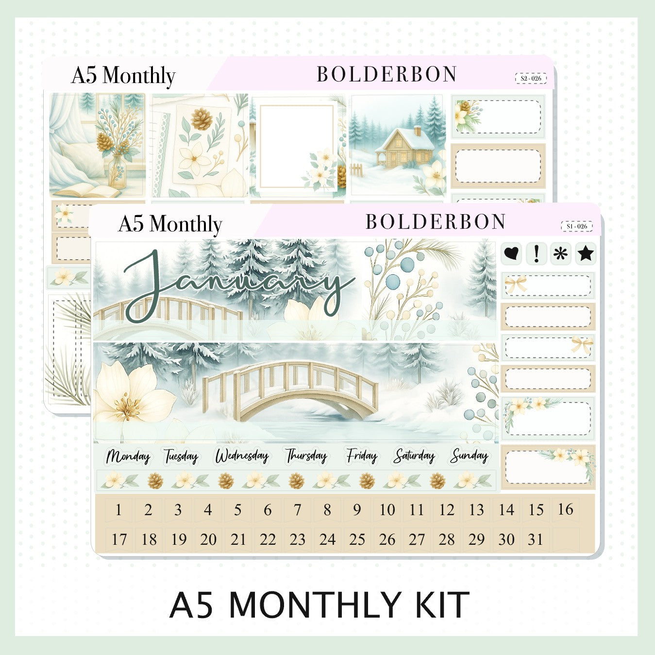 JANUARY A5 MONTHLY KIT || Planner Stickers for Erin Condren