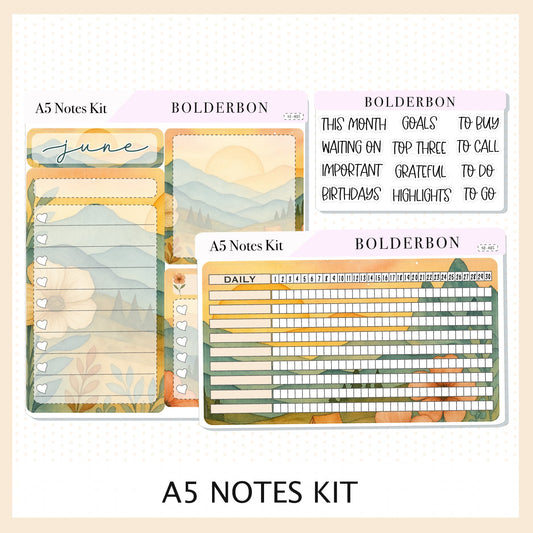 JUNE - A5 NOTES KIT || Planner Sticker Kit for A5 Planners and Notebooks