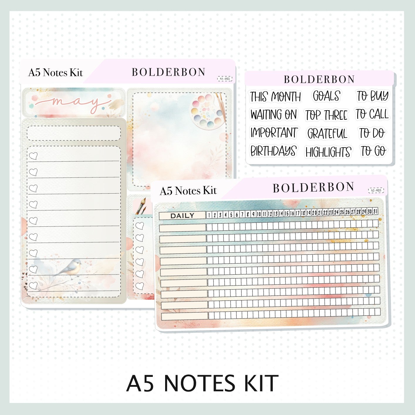 MAY A5 NOTES KIT || EC Planner Stickers, A5 Compact Vertical, A5 Daily Duo, A5 Horizontal