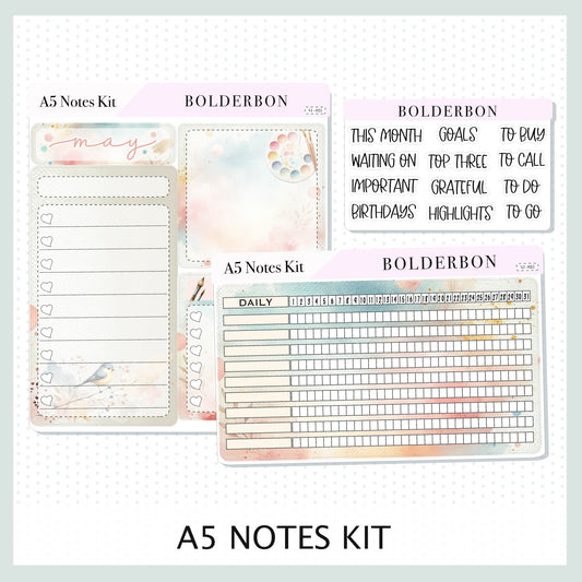 MAY A5 NOTES KIT || EC Planner Stickers, A5 Compact Vertical, A5 Daily Duo, A5 Horizontal