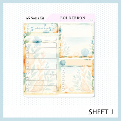JULY - A5 NOTES KIT Original Layout || Planner Sticker Kit for A5 Planners and Notebooks