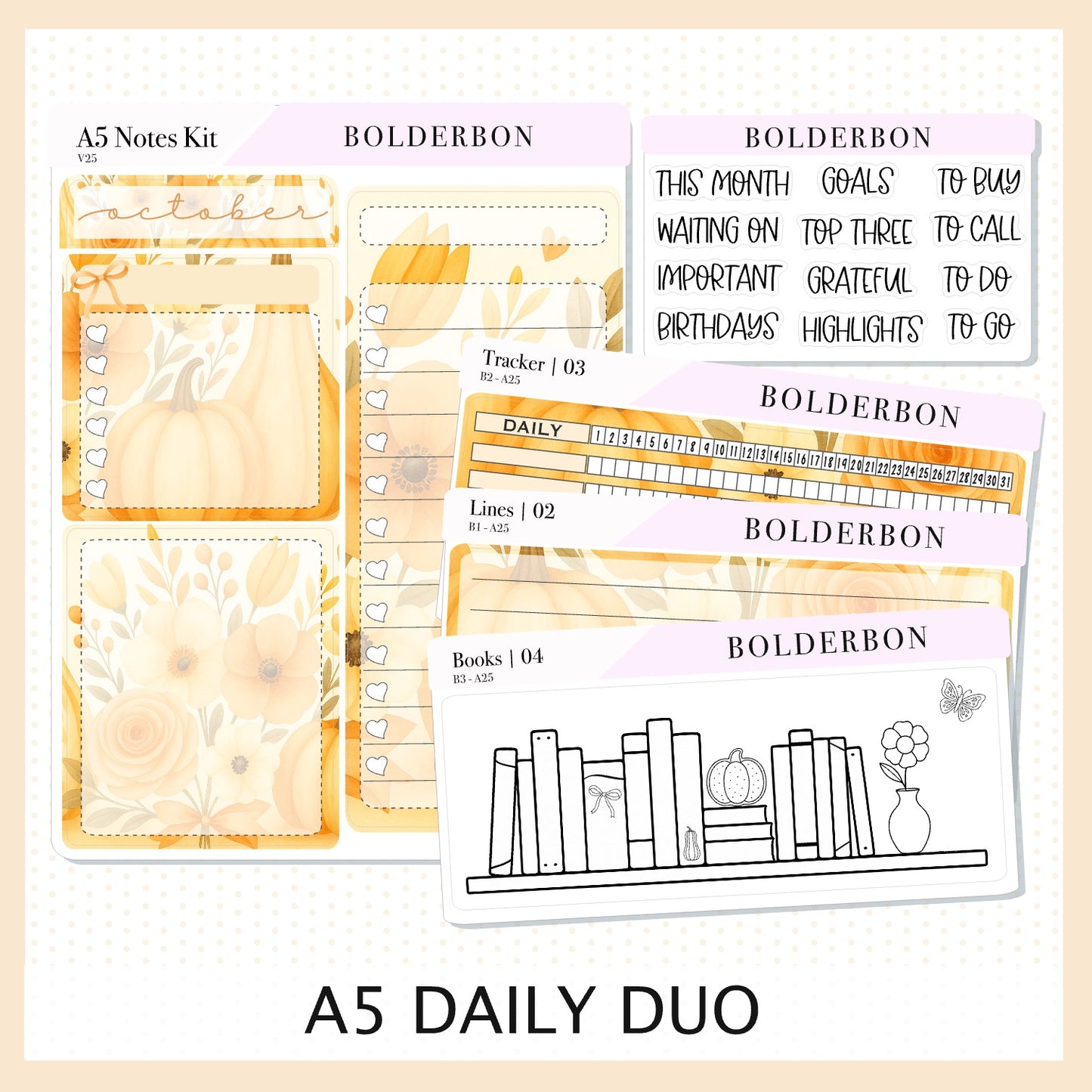 OCTOBER A5 Notes Kit || New Layout 2025/2026, Planner Sticker Kit for Erin Condren Planners, Autumn Light Theme