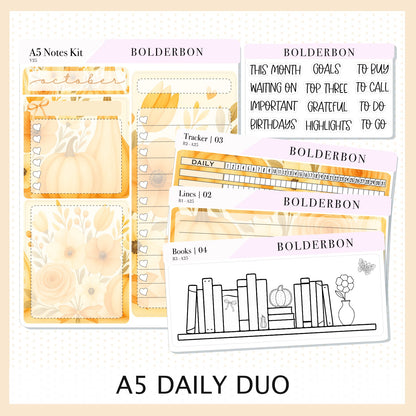 OCTOBER A5 Notes Kit || New Layout 2025/2026, Planner Sticker Kit for Erin Condren Planners, Autumn Light Theme