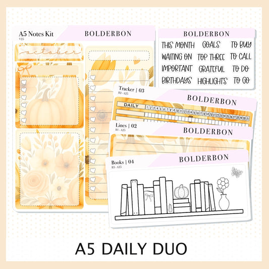 OCTOBER A5 Notes Kit || New Layout 2025/2026, Planner Sticker Kit for Erin Condren Planners, Autumn Light Theme