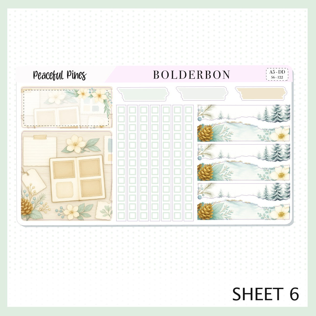 PEACEFUL PINES A5 Daily Duo || EC Planner Sticker Kit