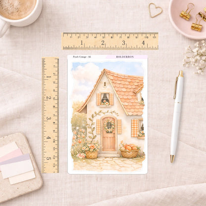 Peach Cottage A6 Sticker Sheet || Full Page Planner Sticker, A6 Hobonichi and Planners, Floral Aesthetic Journal Sticker