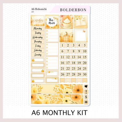 OCTOBER A6 Hobonichi || Cozy Fall Floral Planner Stickers, Autumn Aesthetic Vibe