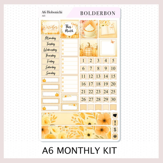 OCTOBER A6 Hobonichi || Cozy Fall Floral Planner Stickers, Autumn Aesthetic Vibe