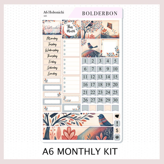 SEPTEMBER A6 Hobonichi || Windsong, Whimsical Woodland Fall Vibe Planner Stickers