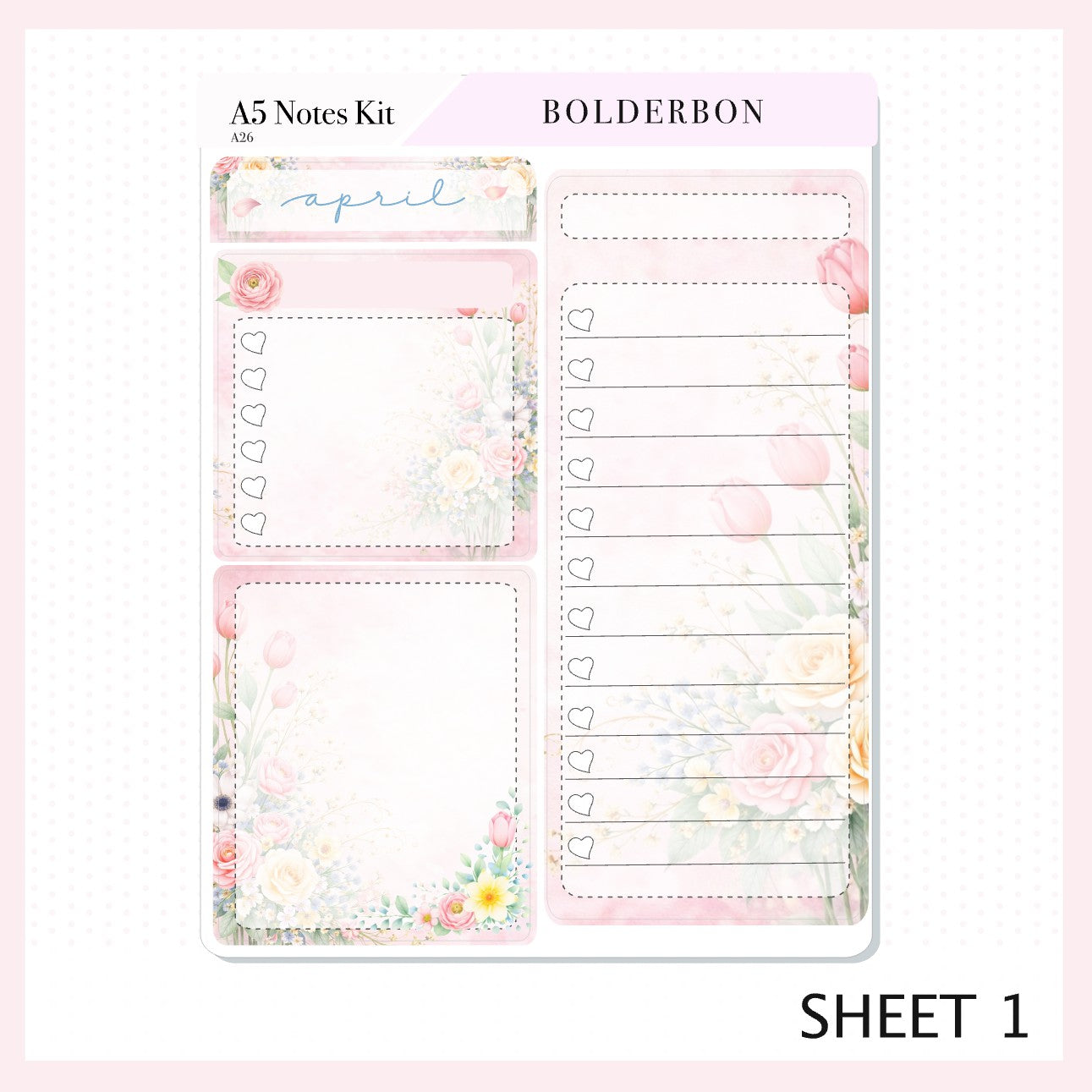 APRIL A5 Notes Kit || Hello Spring, Planner Sticker Kit for Erin Condren Planners