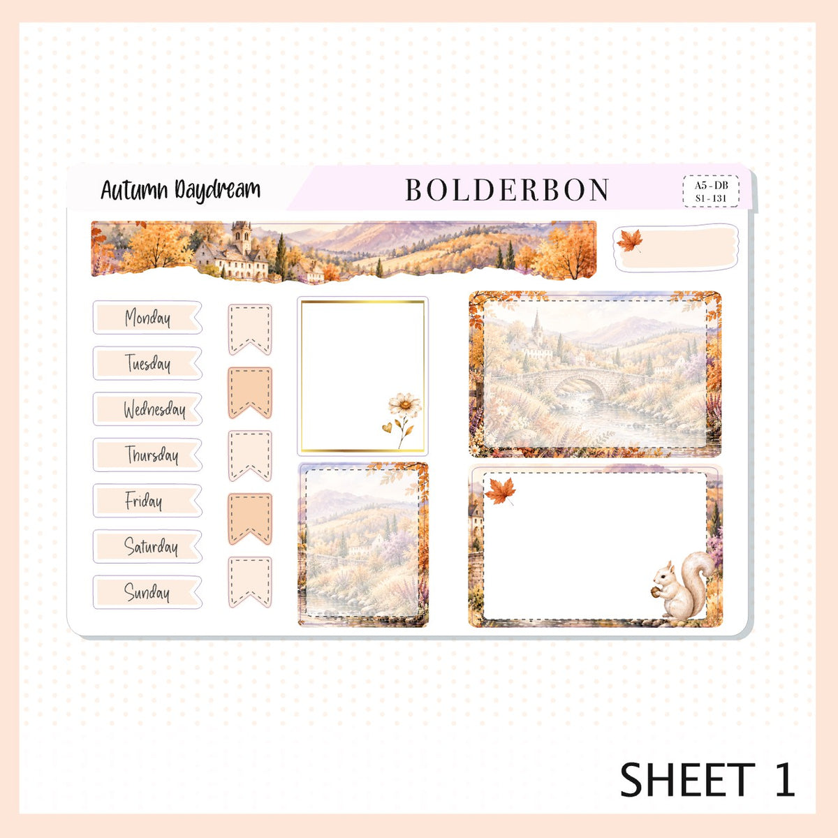 Autumn Daydream • A5 Weekly Dashboard Kit