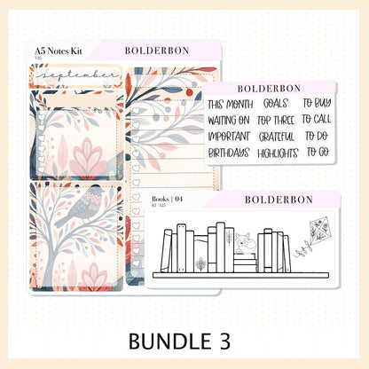 SEPTEMBER A5 Notes Kit || New Layout 2025/2026, Planner Sticker Kit for Erin Condren Planners, Windsong Theme