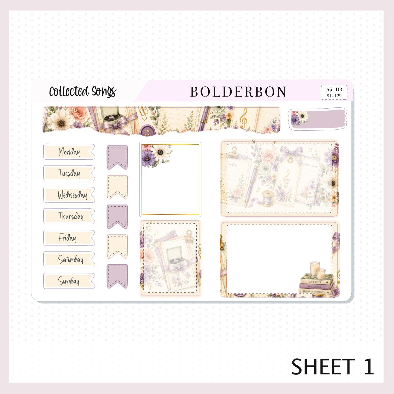 Collected Songs • A5 Weekly Dashboard Kit