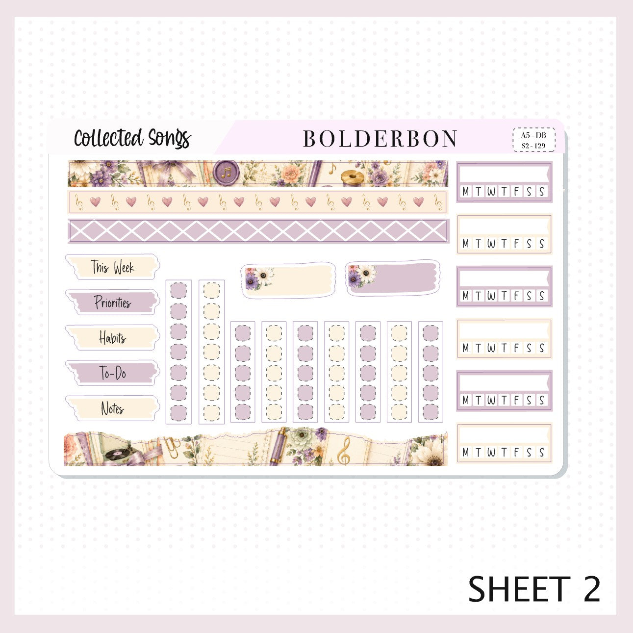 Collected Songs • A5 Weekly Dashboard Kit