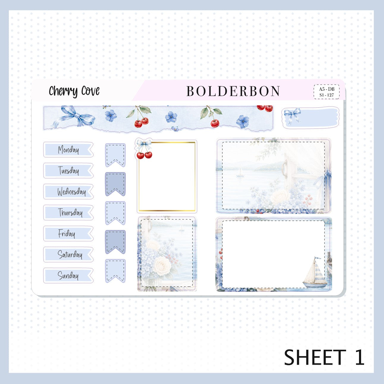 Cherry Cove • A5 Weekly Dashboard Kit