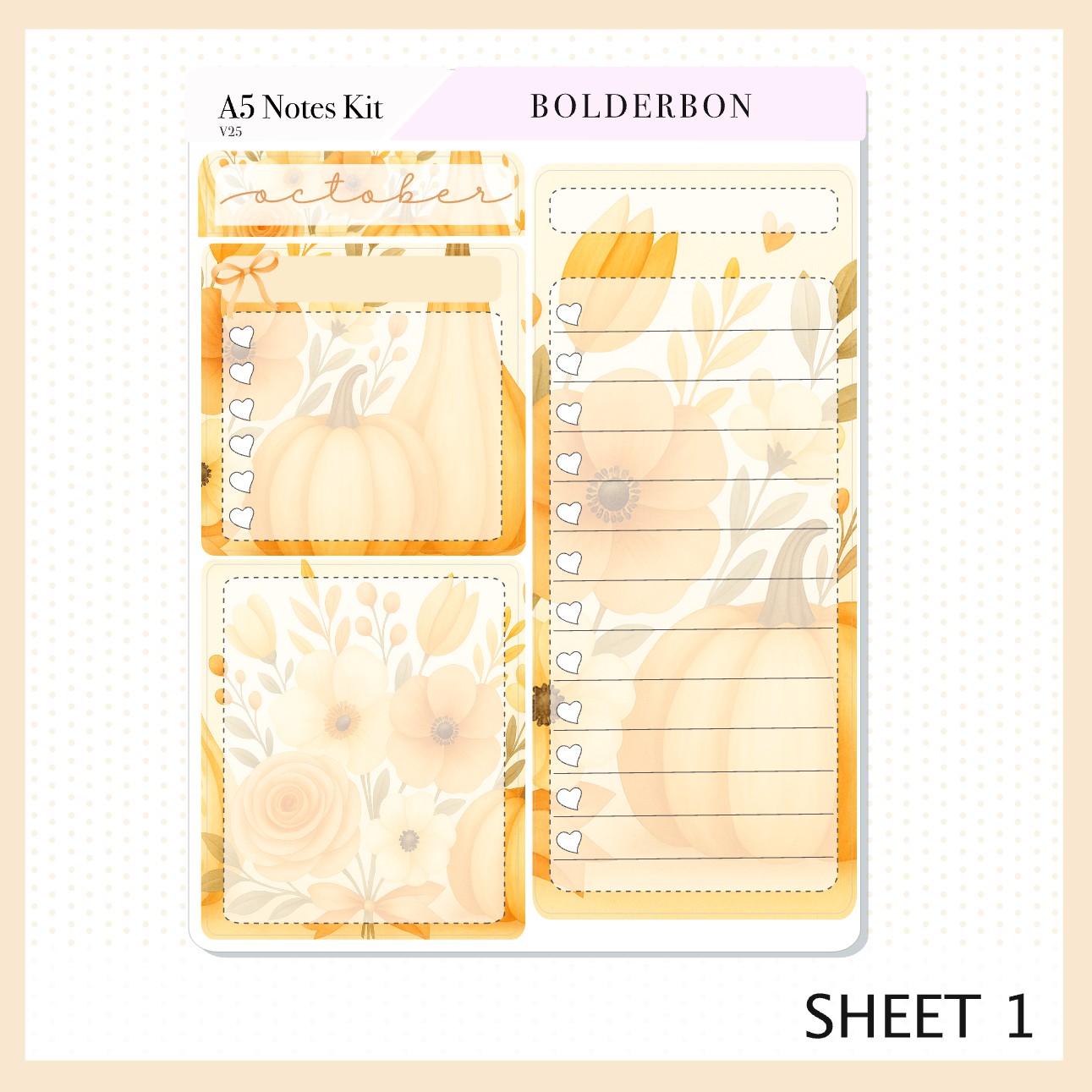 OCTOBER A5 Notes Kit || New Layout 2025/2026, Planner Sticker Kit for Erin Condren Planners, Autumn Light Theme