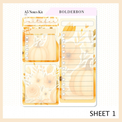 OCTOBER A5 Notes Kit || New Layout 2025/2026, Planner Sticker Kit for Erin Condren Planners, Autumn Light Theme