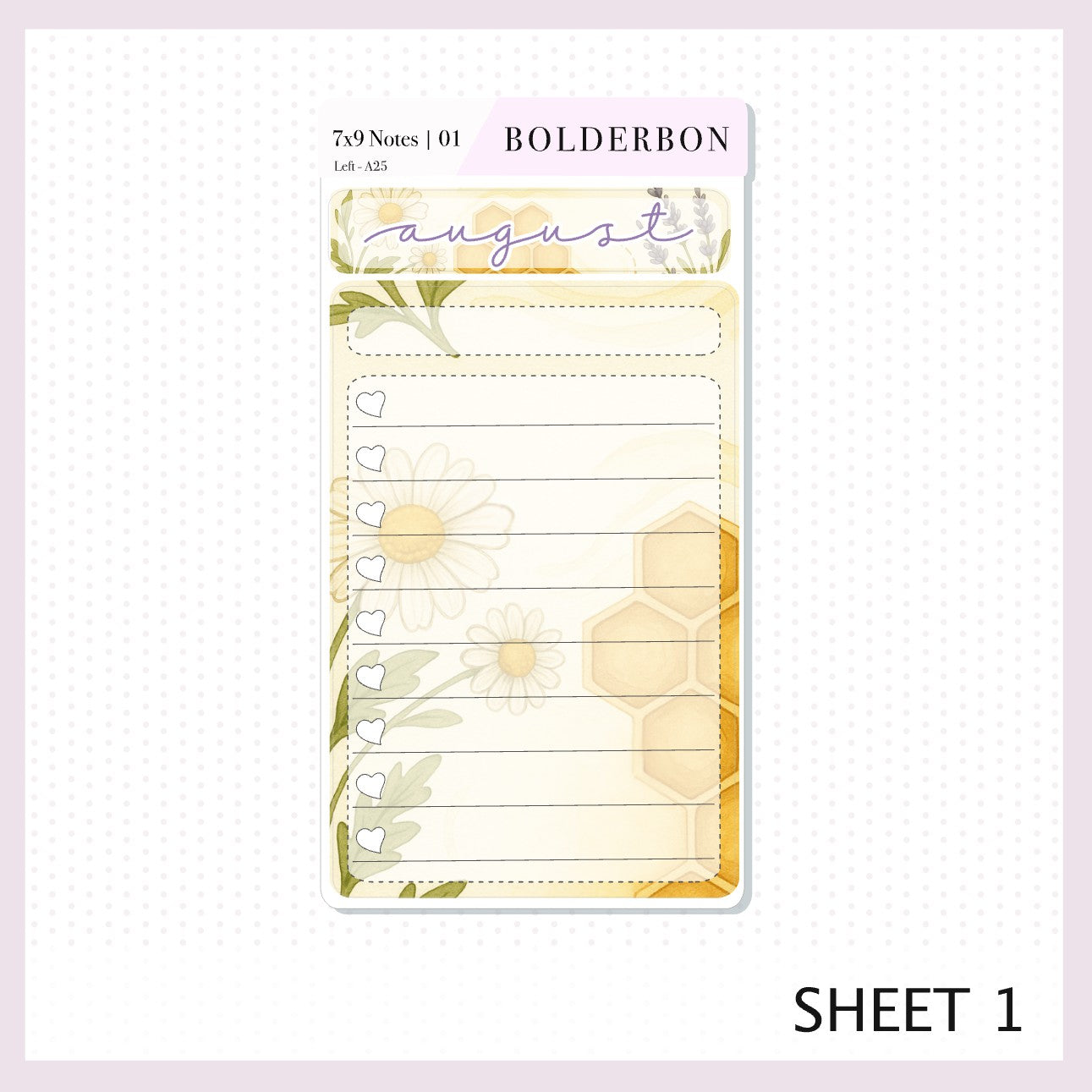 AUGUST 7x9 Notes Kit || Original layout, Sweet Honey, Planner Sticker Kit for Erin Condren Dashboard