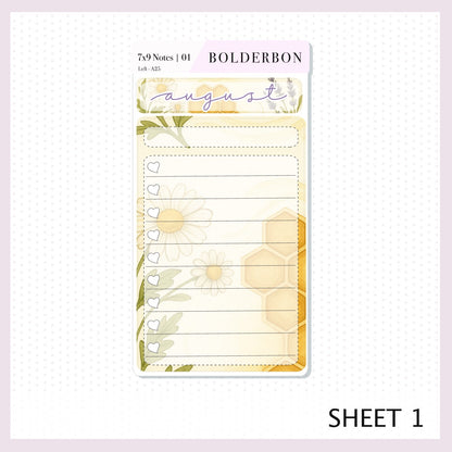 AUGUST 7x9 Notes Kit || Original layout, Sweet Honey, Planner Sticker Kit for Erin Condren Dashboard