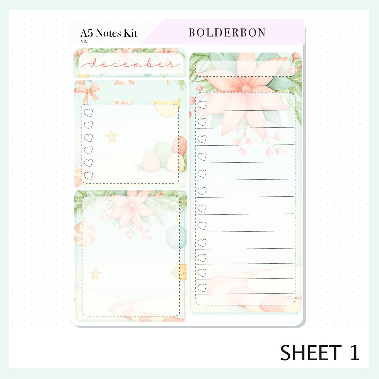 DECEMBER A5 Notes Kit || New Layout 2025/2026, Planner Sticker Kit for Erin Condren Planners, Candy Lane Theme
