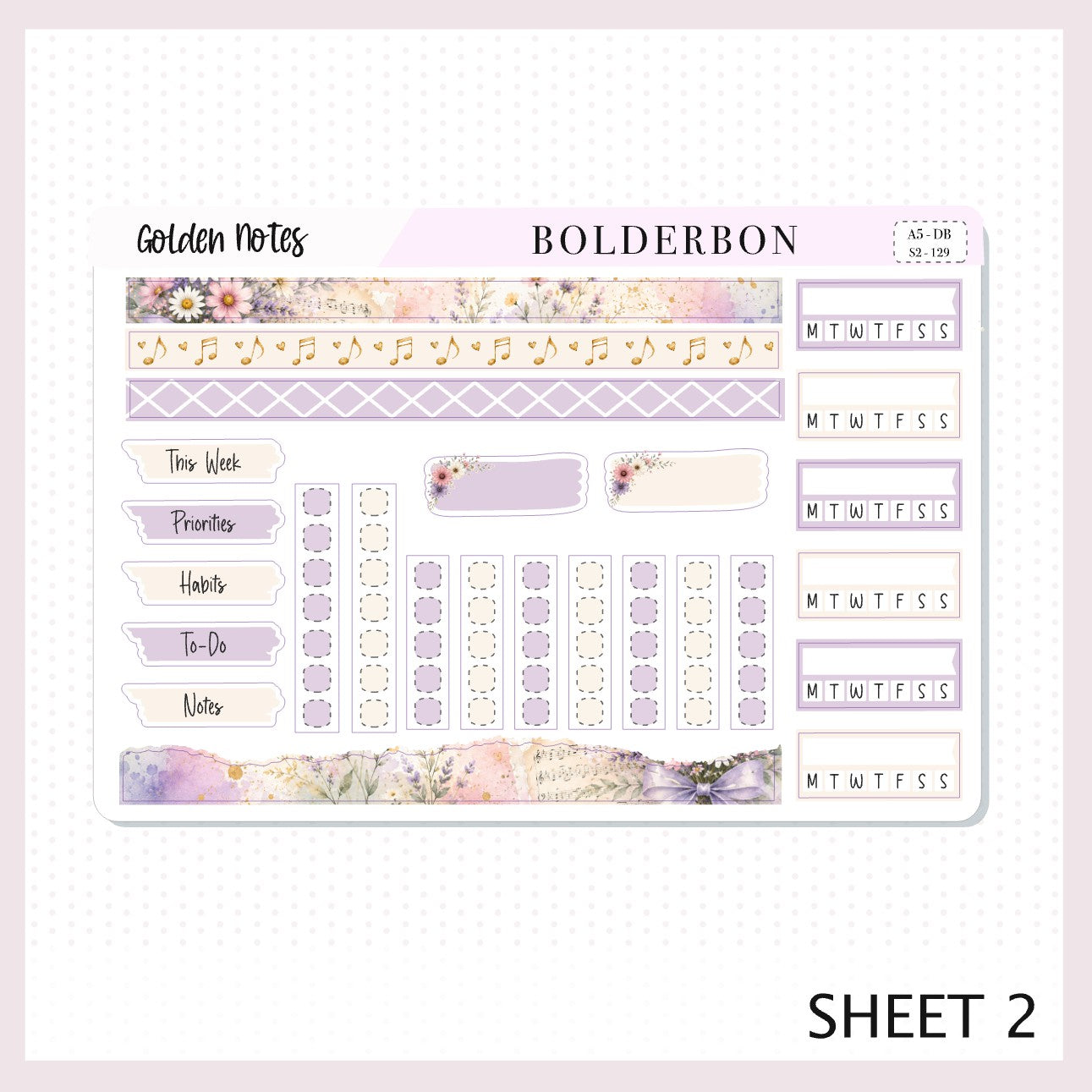 Golden Notes • A5 Weekly Dashboard Kit