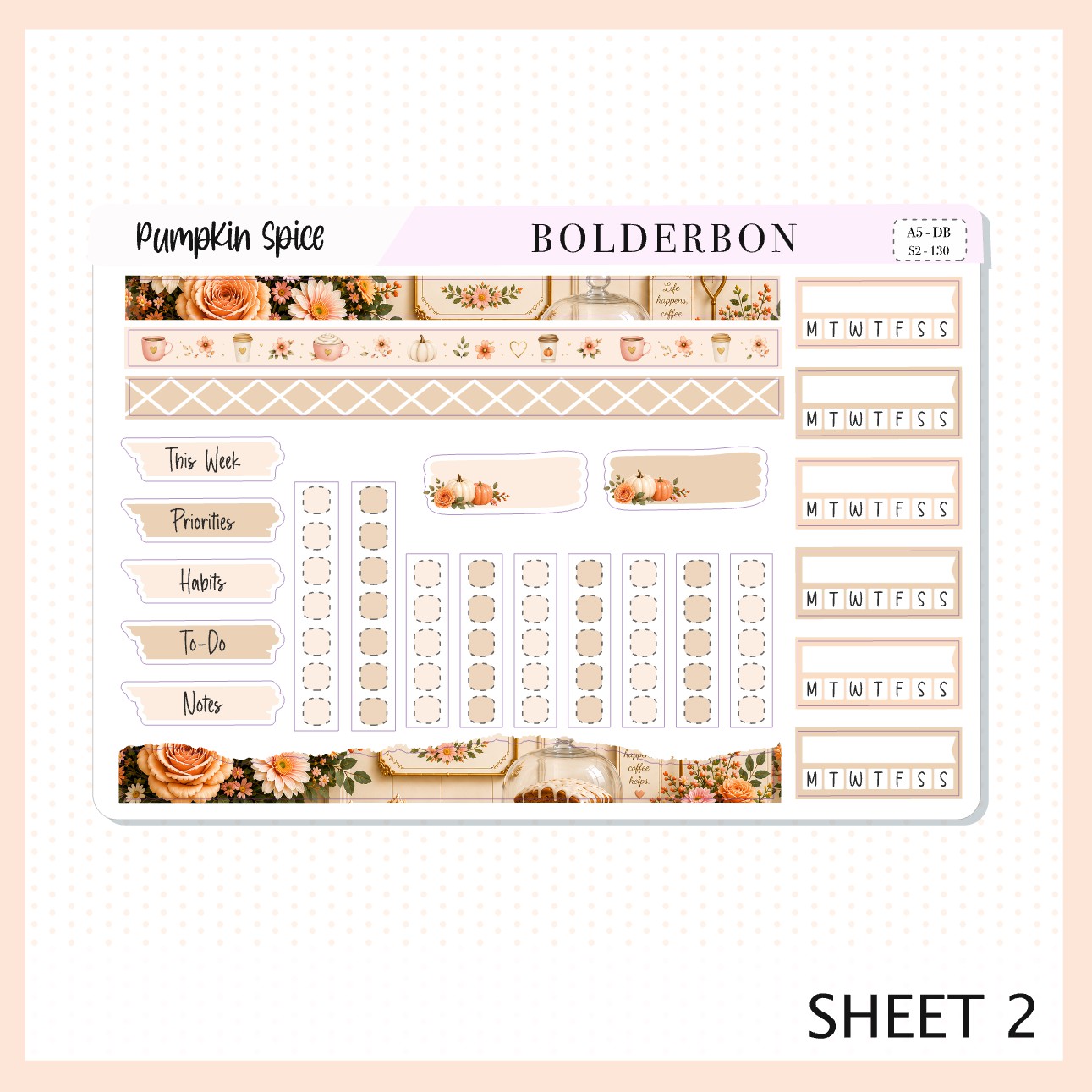 Pumpkin Spice • A5 Weekly Dashboard Kit
