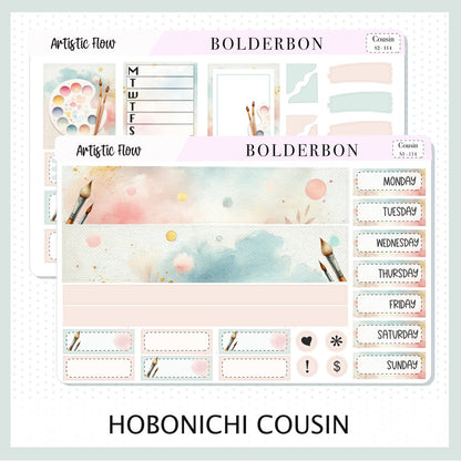 ARTISTIC FLOW Hobonichi Cousin || A5 Planner Sticker Kit, Watercolor Artist Theme Weekly Planner Stickers