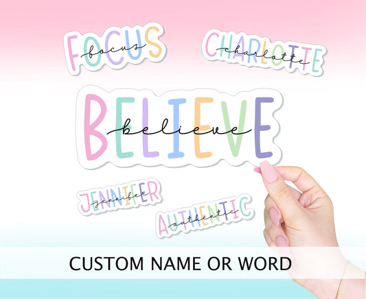 Custom Name Or Word Sticker || Personalize, Word of the year, Text, Labels, Inspirational, Motivational