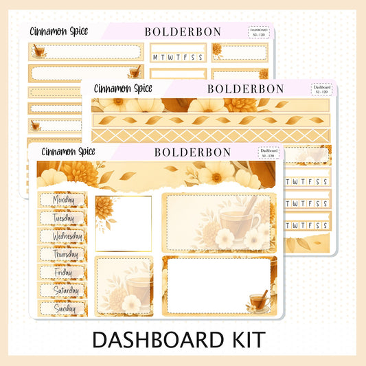 CINNAMON SPICE Erin Condren Dashboard Sticker kit || Cozy Tea Theme, Fall Floral Planner Stickers, Autumn Aesthetic Vibe