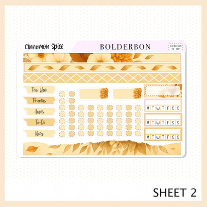 CINNAMON SPICE Erin Condren Dashboard Sticker kit || Cozy Tea Theme, Fall Floral Planner Stickers, Autumn Aesthetic Vibe