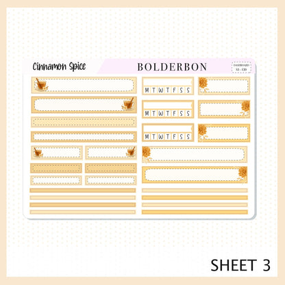 CINNAMON SPICE Erin Condren Dashboard Sticker kit || Cozy Tea Theme, Fall Floral Planner Stickers, Autumn Aesthetic Vibe