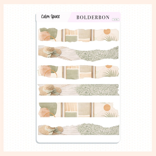 CALM SPACE || Washi Journal Stickers, Neutral Boho Aesthetic Planner Stickers