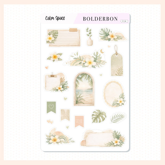 CALM SPACE Journal Stickers || Boho Chic Aesthetic Planner Stickers