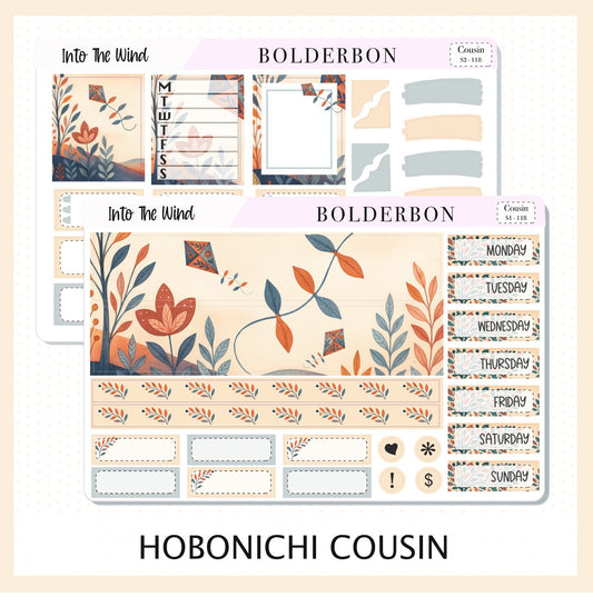 INTO THE WIND Hobonichi Cousin || A5 Planner Sticker Kit, Whimsical Woodland Forest Theme, Fall Leaves Vibe Planner Stickers