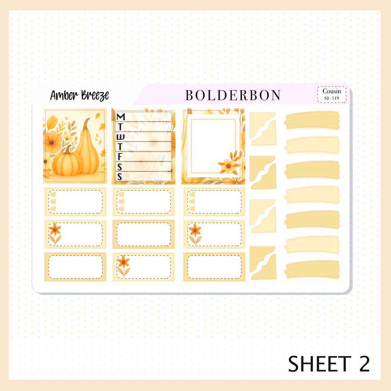 AMBER BREEZE Hobonichi Cousin || A5 Planner Sticker Kit, Cozy Fall Floral Planner Stickers, Autumn Aesthetic Vibe