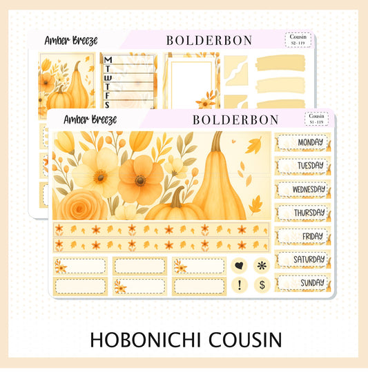 AMBER BREEZE Hobonichi Cousin || A5 Planner Sticker Kit, Cozy Fall Floral Planner Stickers, Autumn Aesthetic Vibe