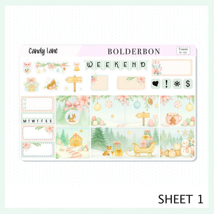 CANDY LANE Hobonichi Cousin || A5 Planner Sticker Kit, Festive Floral Planner Stickers, Pastel Holiday Aesthetic Vibe