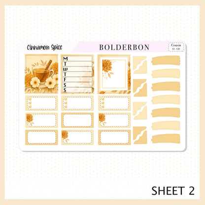 CINNAMON SPICE Hobonichi Cousin || A5 Planner Sticker Kit, Cozy Fall Floral Planner Stickers, Autumn Aesthetic Vibe