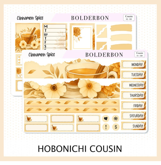 CINNAMON SPICE Hobonichi Cousin || A5 Planner Sticker Kit, Cozy Fall Floral Planner Stickers, Autumn Aesthetic Vibe