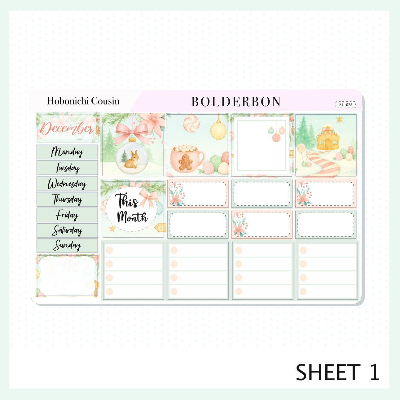 DECEMBER Hobonichi Cousin and A5 Day Free || Festive Floral Planner Stickers, Pastel Holiday Aesthetic Vibe