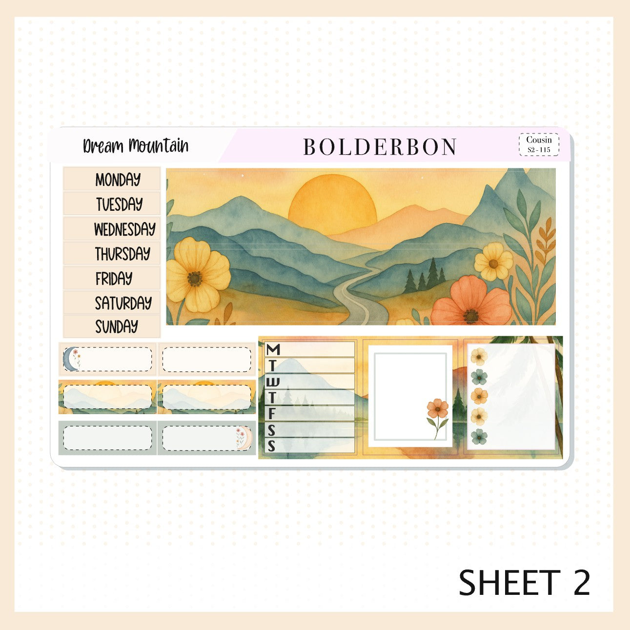 DREAM MOUNTAIN Hobonichi Cousin || A5 Planner Sticker Kit, Aesthetic Outdoor Nature Camping Weekly Planner Stickers