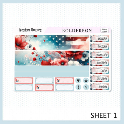 FREEDOM FLOWERS Hobonichi Cousin || Planner Sticker Kit