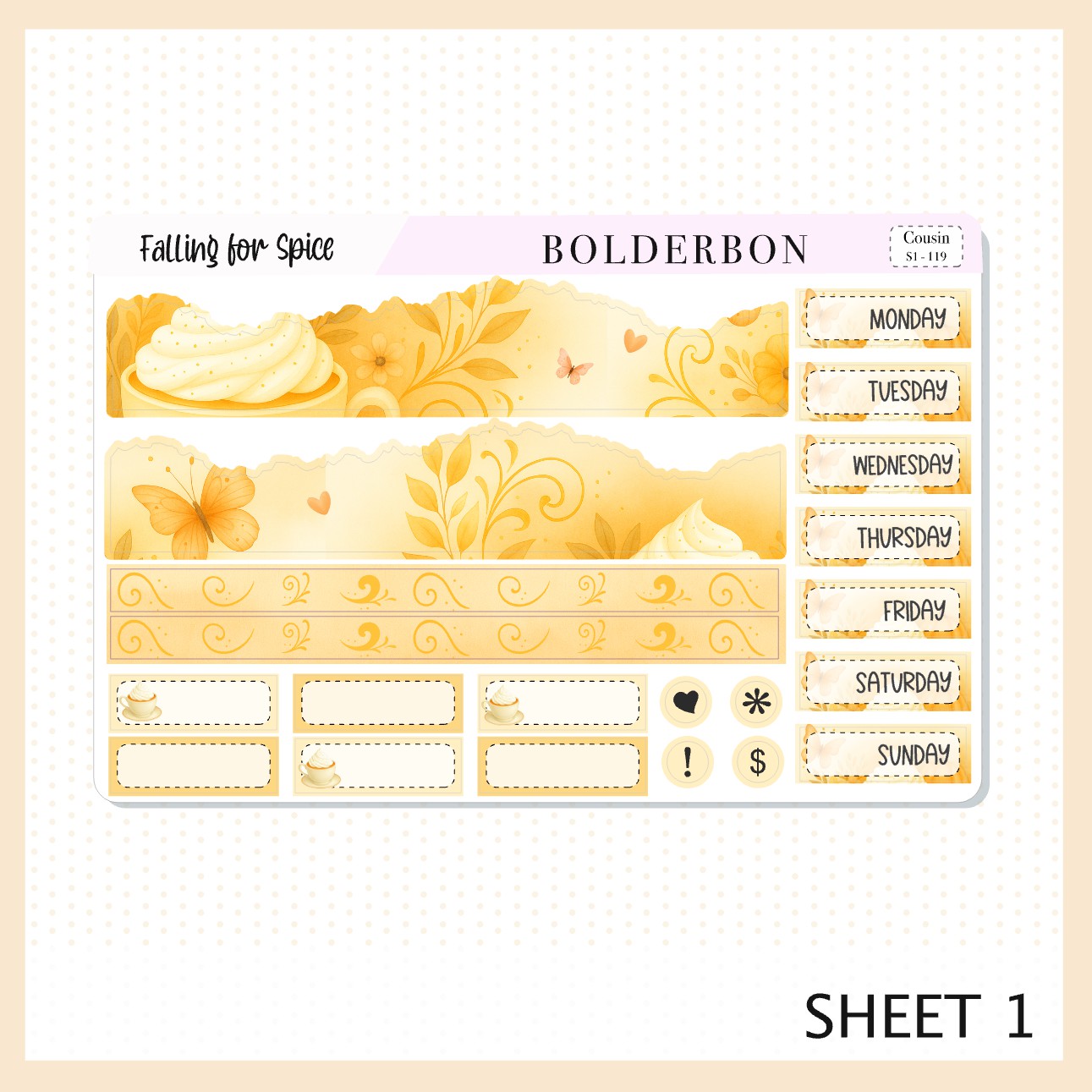 FALLING FOR SPICE Hobonichi Cousin || A5 Planner Sticker Kit, Cozy Fall Floral Planner Stickers, Autumn Aesthetic Vibe