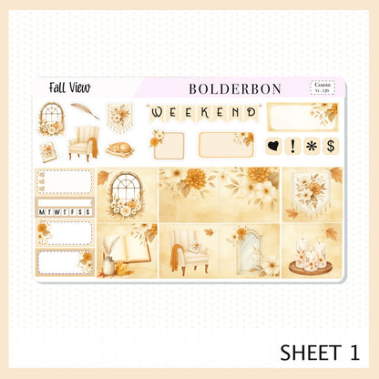 FALL VIEW Hobonichi Cousin || A5 Planner Sticker Kit, Cozy Fall Floral Planner Stickers, Autumn Aesthetic Vibe