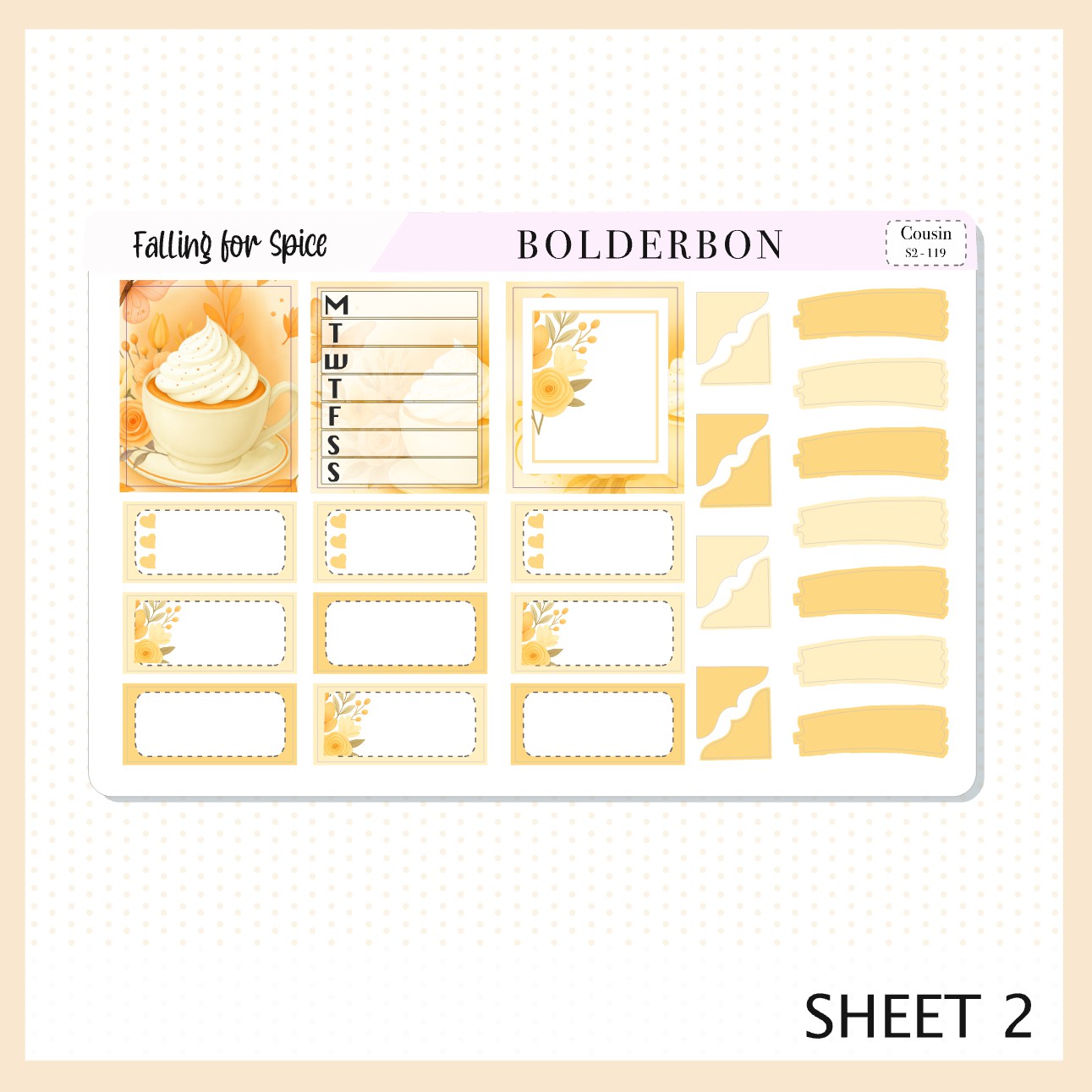 FALLING FOR SPICE Hobonichi Cousin || A5 Planner Sticker Kit, Cozy Fall Floral Planner Stickers, Autumn Aesthetic Vibe