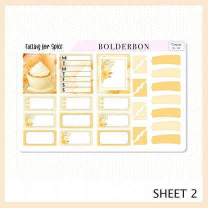 FALLING FOR SPICE Hobonichi Cousin || A5 Planner Sticker Kit, Cozy Fall Floral Planner Stickers, Autumn Aesthetic Vibe